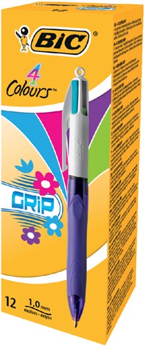 Balpen Bic 4kleuren grip fashion medium paars-2