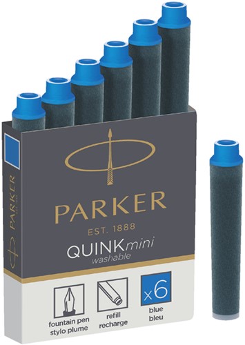 Inktpatroon Parker Quink mini tbv Parker esprit koningsblauw pak à 6 stuks