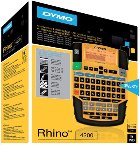 Labelprinter Dymo Rhino 4200 industrieel azerty 19mm geel-1