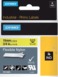 Labeltape Dymo Rhino 18491 nylon 19mmx3.5m zwart op geel