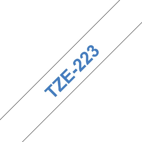 Labeltape Brother P-touch TZE-223 9mm blauw op wit-1
