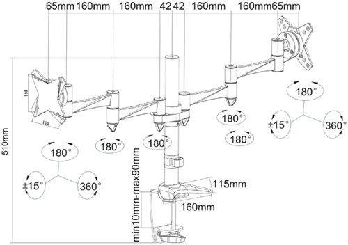 Monitorarm Neomounts D1330D 2x10-27" zwart-2