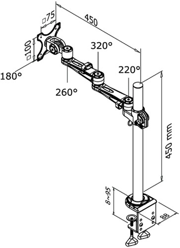 Monitorarm Neomounts D935 10-30" met klem zilvergrijs-2