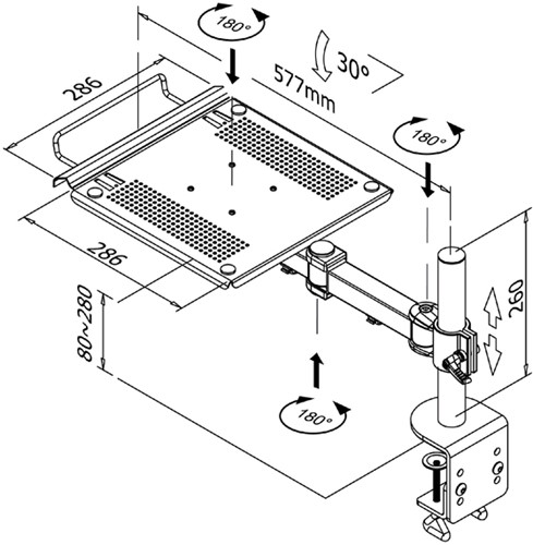 Laptoparm Neomounts D100 met klem zwart-2