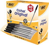 Balpen Bic Cristal medium zwart doos à 90+10 gratis-1