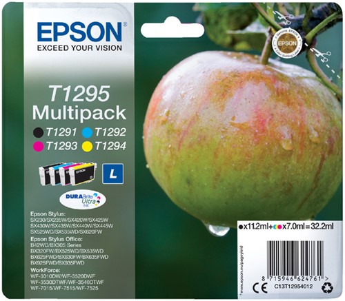 Inktcartridge Epson T1295 zwart + 3 kleuren