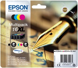 Inktcartridge Epson  16XL T1636 zwart + 3 kleuren HC