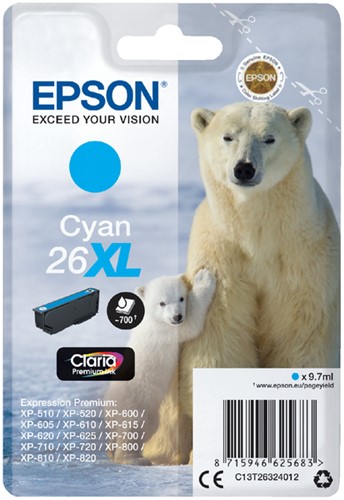 Inktcartridge Epson 26XL T2632 blauw