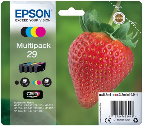 Inktcartridge Epson 29 T2986 zwart + 3 kleuren