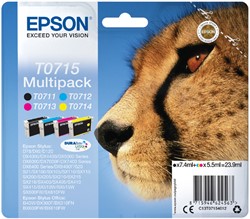Inktcartridge Epson T0715 zwart + 3 kleuren