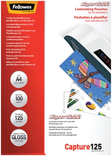 Lamineerhoes Fellowes A4 Superquick 2x125micron 100 stuks-3