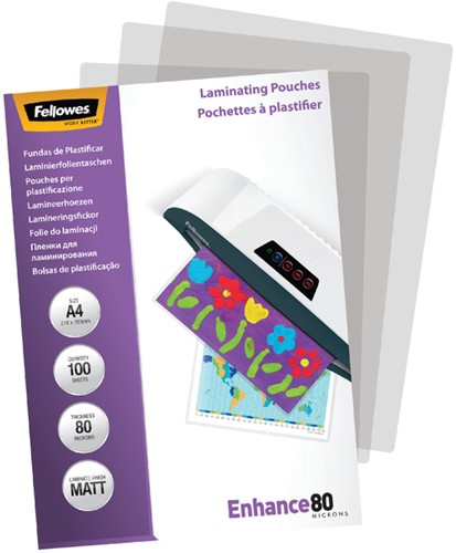 Lamineerhoes Fellowes A4 2x80micron mat 100 stuks-1