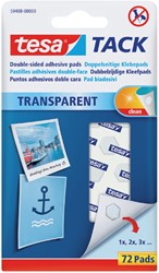 Kleefpads tesa® TACK dubbelzijdig transparant 72 stuks 72 stuks