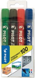 Viltstift PILOT 100 rond fijn assorti blister à 4 stuks