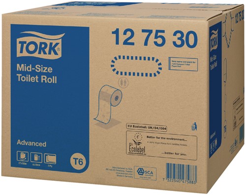 Toiletpapier Tork Mid-size T6 premium 2-laags 100m  wit 127530-3