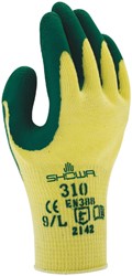 Handschoen Showa 310 grip latex M groen/geel