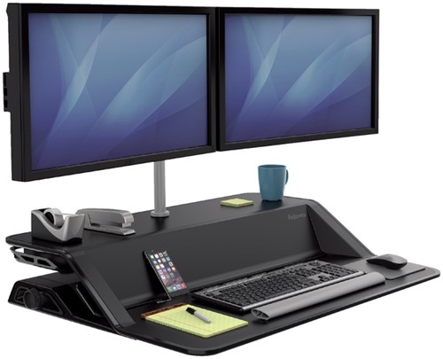 Zit-Sta monitorarm Fellowes dubbel zwart-1