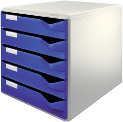 Ladenblok Leitz A4 5 laden blauw/wit