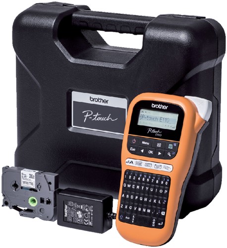 Labelprinter Brother P-touch TZe PT-E110 draagbaar qwerty 12mm oranje-4