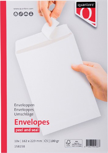 Envelop Quantore akte C5 162x229mm zelfklevend wit 10 stuks-3