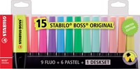 Markeerstift STABILO BOSS Original 70/15 assorti deskset à 15 stuks