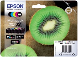 Inktcartridge Epson 202XL T02G74 zwart + 3 kleuren + foto zwart