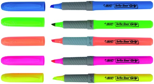 Markeerstift Bic brite liner grip geel-2