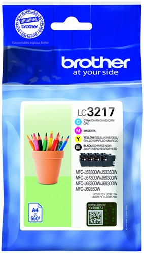 Inktcartridge Brother LC-3217 zwart + 3 kleuren