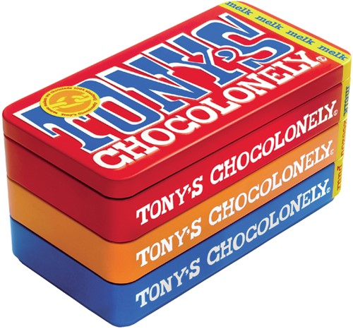 Chocolade Tony's Chocolonely puur-melk en karamel zeezout blik 540gr-3