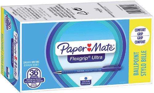 Balpen Paper Mate Flexgrip Ultra medium blauw valuepack 30+6 gratis-3