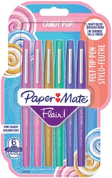 Fineliner Paper Mate Flair Candy Pop! medium assorti blister à 6 stuks