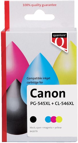 Inktcartridge Quantore alternatief tbv Canon PG-545XL CL-546XL zwart + 3 kleuren