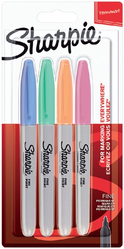 Viltstift Sharpie rond fine pastel assorti blister à 4 stuks