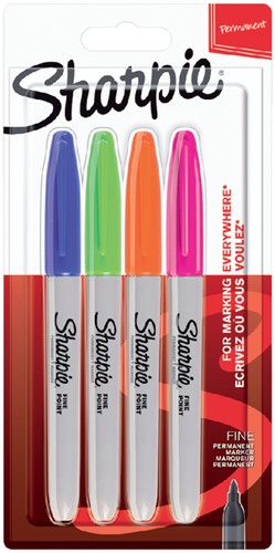 Viltstift Sharpie rond fine fun assorti blister à 4 stuks