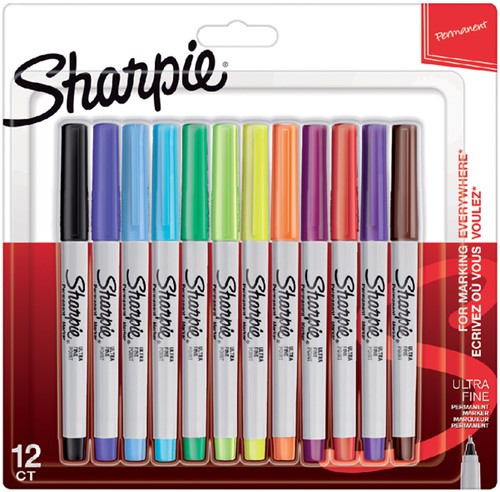 Viltstift Sharpie rond ultra fine fun assorti blister à 12 stuks