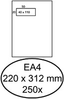 Envelop Hermes akte EA4 220x312mm venster links 4x11cm zelfklevend wit doos à 250 stuks