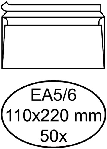 Envelop Hermes bank EA5/6 110x220mm zelfklevend wit pak à 50 stuks