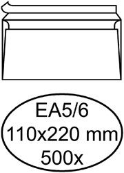 Envelop Hermes bank EA5/6 110x220mm zelfklevend wit doos à 500 stuks