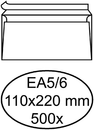 Envelop Hermes bank EA5/6 110x220mm zelfklevend wit doos à 500 stuks