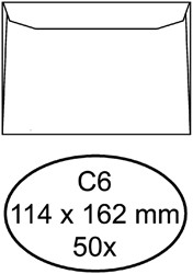 Envelop Hermes bank C6 114x162mm zelfklevend wit pak à 50 stuks