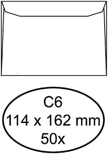 Envelop Hermes bank C6 114x162mm zelfklevend wit pak à 50 stuks