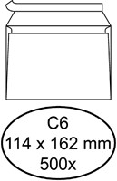 Envelop Hermes bank C6 114x162mm zelfklevend wit doos à 500 stuks