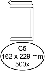 Envelop Hermes akte C5 162x229mm zelfklevend wit doos à 500 stuks