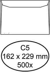 Envelop Hermes bank C5 162x229mm gegomd wit doos à 500 stuks