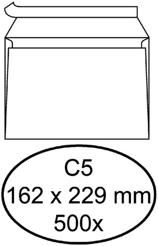 Envelop Hermes bank C5 162x229mm zelfklevend wit doos à 500 stuks