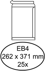 Envelop Hermes akte EB4 262x371mm zelfklevend wit pak à 25 stuks