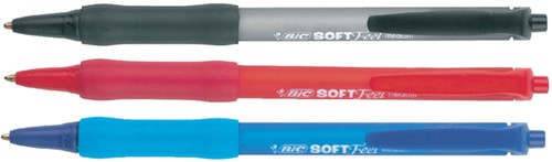 Balpen Bic soft feel grip clic medium rood-3