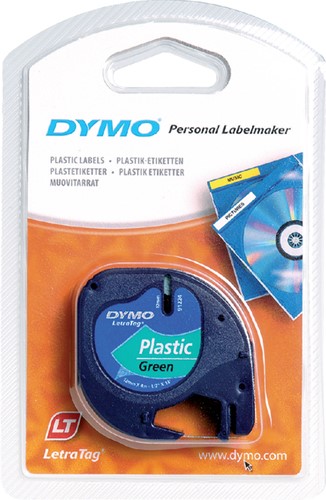 Labeltape Dymo LetraTag plastic 12mm zwart op groen-3