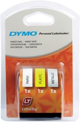 Labeltape Dymo Letratag 91240 3-pack assorti