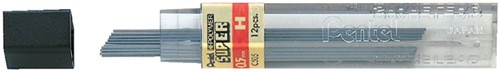 Potloodstift Pentel H 0.5mm zwart koker à 12 stuks